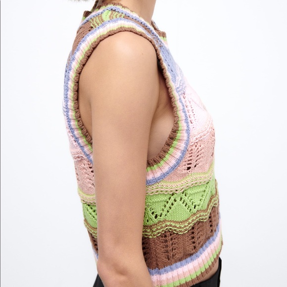ZARA | Multicolour Crochet Knit Sweater Vest - Picture 2 of 10